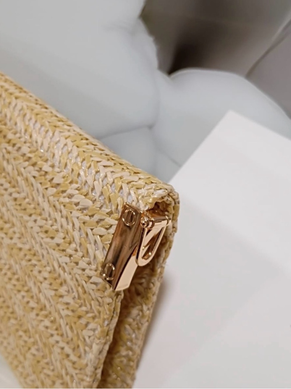 Dior Beige Straw Tote with Gold Chain Accent - Picture 12 of 13